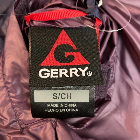 Gerry Vest‎ Jacket Womens Sz S Purple Indigo Packable Reversible 90% Down Hooded - Picture 8 of 11